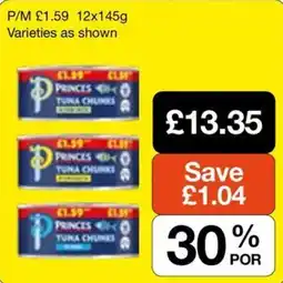 Booker Wholesale Princes tuna chunks offer