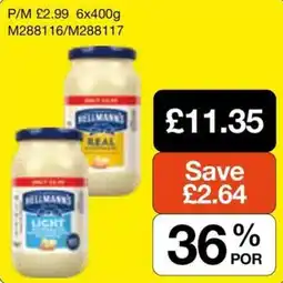 Booker Wholesale Hellmann's light mayonnaise offer