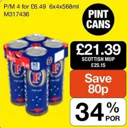 Booker Wholesale Scottish mup pint cans offer