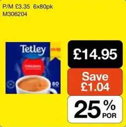 Booker Wholesale Tetley original tea offer