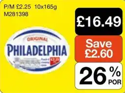 Booker Wholesale Philadelphia cream cheese offer
