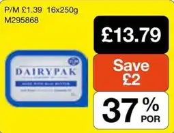 Booker Wholesale Dairypak butter offer