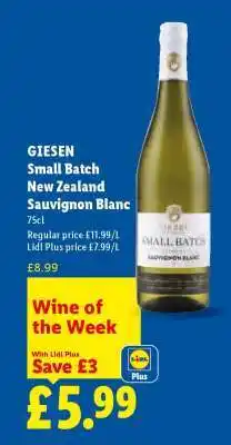 Lidl GIESEN Small Batch New Zealand Sauvignon Blanc offer