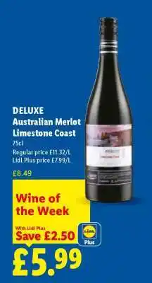 Lidl DELUXE Australian Merlot Limestone Coast offer