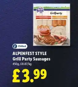 Lidl ALPENFEST STYLE Grill Party Sausages offer
