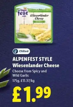 Lidl ALPENFEST STYLE Wiesenlander Cheese offer