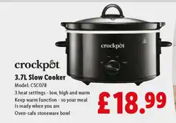 Lidl Crockpot 3.7L Slow Cooker offer