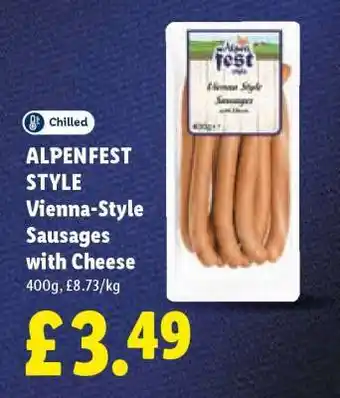 Lidl ALPENFEST STYLE Vienna-Style Sausages with Cheese offer