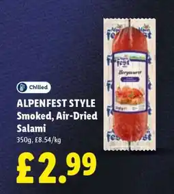 Lidl ALPENFEST STYLE Smoked, Air-Dried Salami offer
