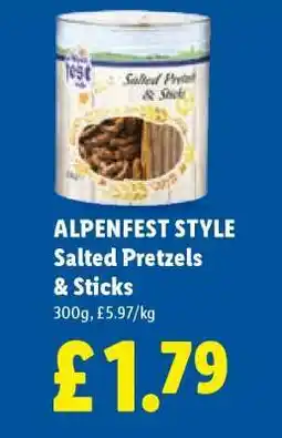 Lidl ALPENFEST STYLE Salted Pretzels & Sticks offer