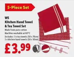 Lidl W5 Kitchen Hand Towel & Tea Towel Set offer