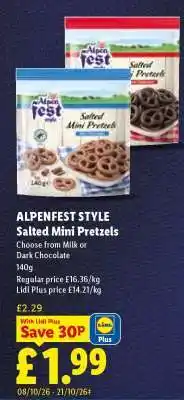 Lidl ALPENFEST STYLE Salted Mini Pretzels offer