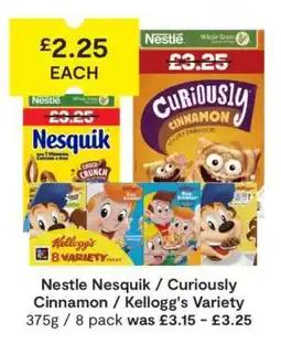 SuperValu Nestle Nesquik / Curiously Cinnamon / Kellogg's Variety offer
