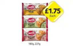 Londis Ginsters Cornish Pasty, Cheese & Onion, Chicken & Bacon offer