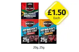 Londis Jack Links Biltong, Beef Jerky Original, Sweet & Hot offer