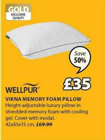 JYSK Wellpur Vikna Memory Foam Pillow offer