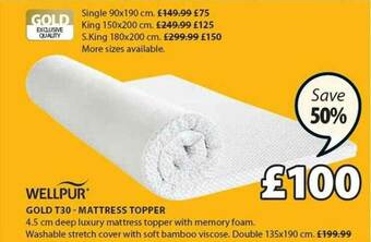 JYSK Wellpur Gold T30 - Mattress Topper offer