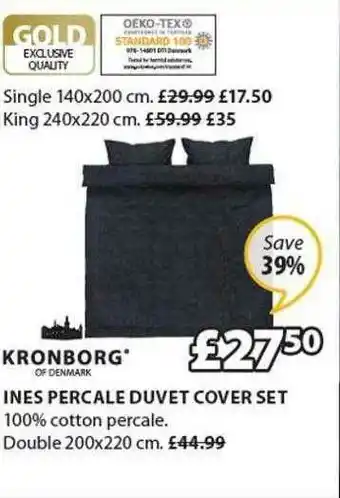 JYSK Kronborg Ines Percale Duvet Cover Set offer
