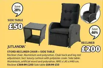 JYSK Jutlandia Stord Recliner Chair + Side Table offer