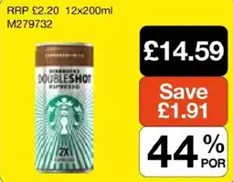 Booker Wholesale Starbucks doubleshot espresso offer