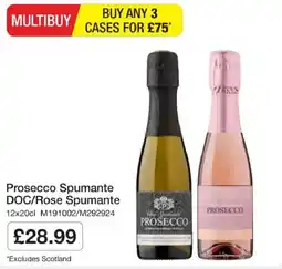 Booker Wholesale Prosecco Spumante Doc/Rose Spumante offer