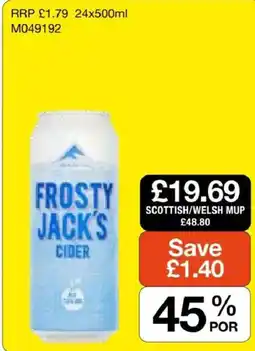 Booker Wholesale Frosty Jack's cider offer