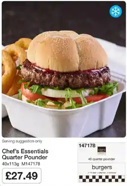 Booker Wholesale Chef's essentials quarter pounder burgers offer