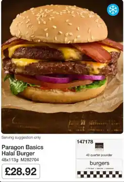 Booker Wholesale Paragon Basics Halal Burger offer