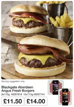 Booker Wholesale Blackgate aberdeen angus fresh burgers offer