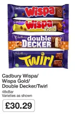 Booker Wholesale Cadbury Wispa/ Wispa Gold/ Double Decker/Twirl offer