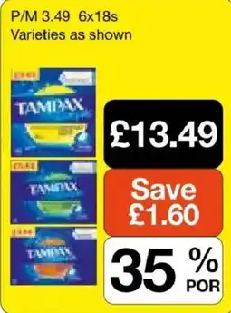 Booker Wholesale Tampax tampons offer