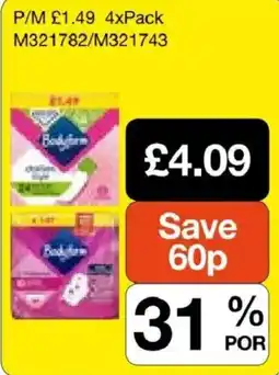 Booker Wholesale Bodyform sanitary towels offer