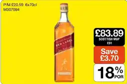 Booker Wholesale Johnnie Walker red label offer