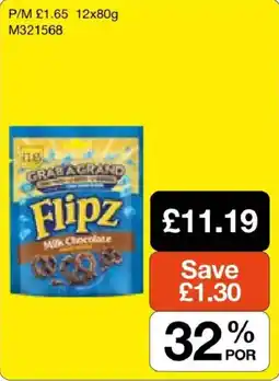 Booker Wholesale Flipz milk chocolate offer