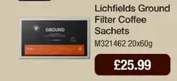 Booker Wholesale Lichfields ground filter coffee sachets offer