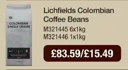 Booker Wholesale Lichfields colombian coffee beans offer