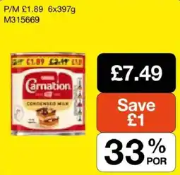 Booker Wholesale Carnation condensed milk offer