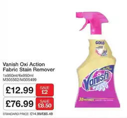 Booker Wholesale Vanish Oxi Action Fabric Stain Remover offer