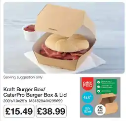 Booker Wholesale Kraft burger box/caterpro burger box & lid offer