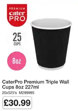 Booker Wholesale Caterpro premium triple wall cups offer