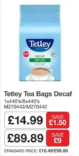 Booker Wholesale Tetley tea bags decaf offer
