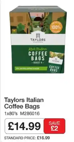 Booker Wholesale Taylors italian coffee bags offer