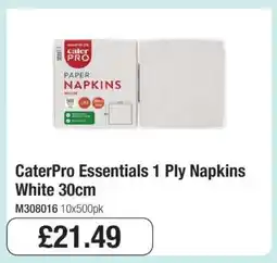 Makro CaterPro Essentials 1 Ply Napkins White 30cm offer