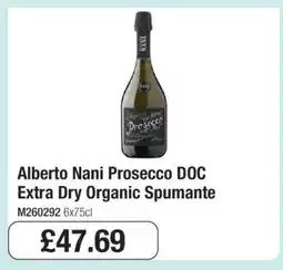 Makro Alberto Nani Prosecco DOC Extra Dry Organic Spumante offer