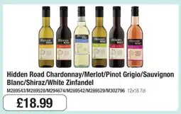 Makro Hidden Road Chardonnay/Merlot/Pinot Grigio/Sauvignon Blanc/Shiraz/White Zinfandel offer