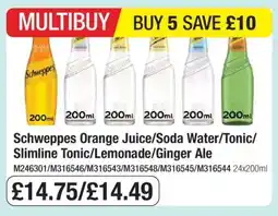 Makro Schweppes Orange Juice/Soda Water/Tonic/Slimline Tonic/Lemonade/Ginger Ale offer