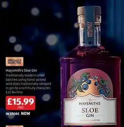 Aldi Haysmith's Sloe Gin offer