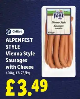 Lidl Alpenfest style vienna style sausages with cheese offer