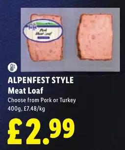 Lidl Alpenfest style meat loaf offer