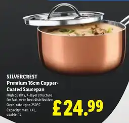 Lidl Silvercrest premium 16cm copper-coated saucepan offer